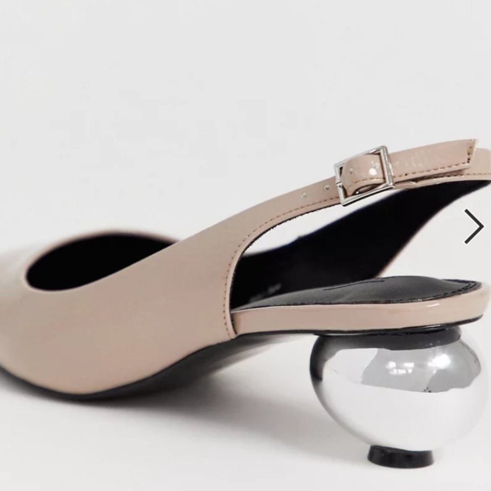 ASOS Design Wide Fit Sphere taupe slingback ball heels NEW 4W 4
